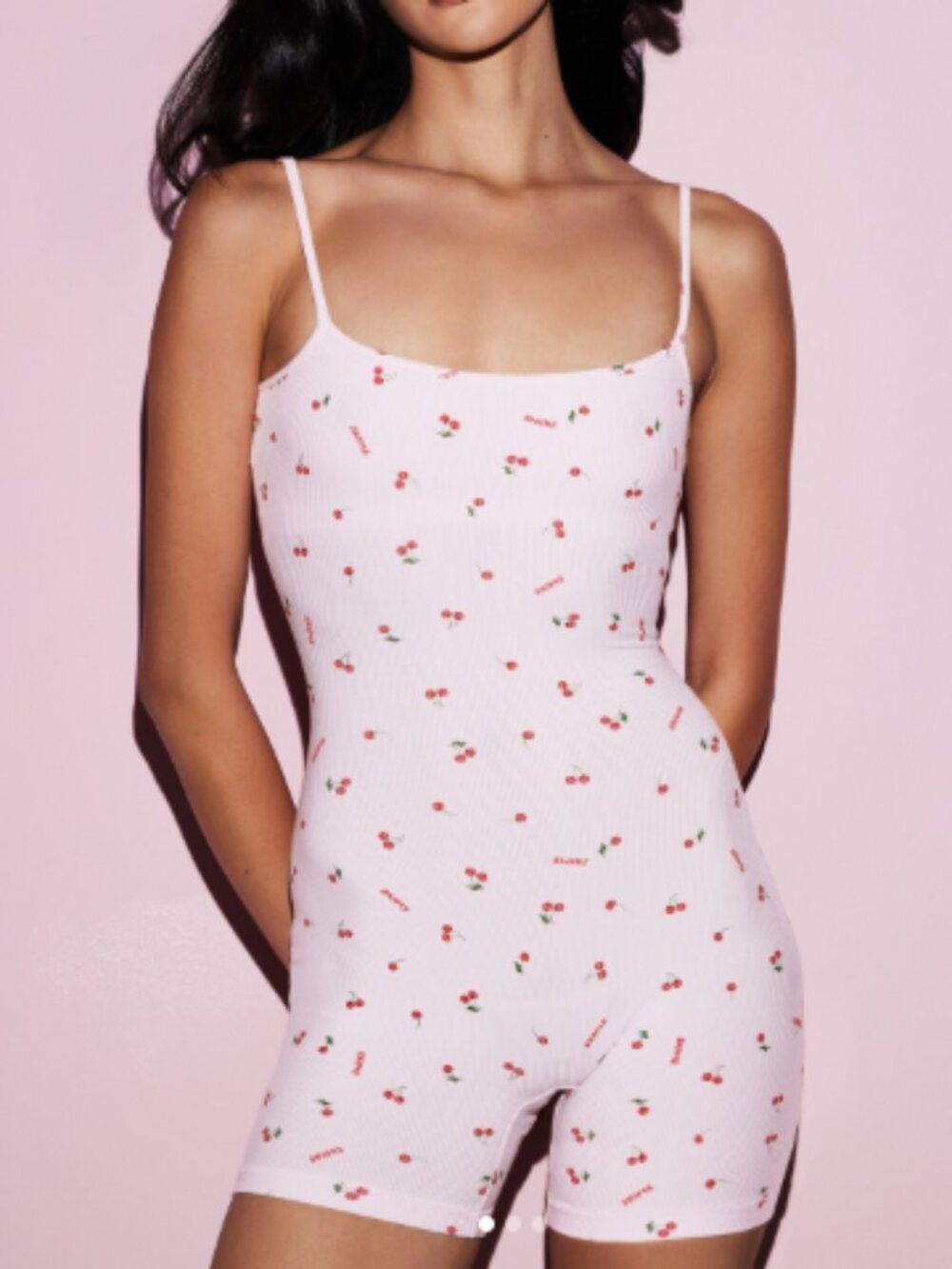 NWOT SKIMS Cherry Print Soft Lounge Onesie Women's Large